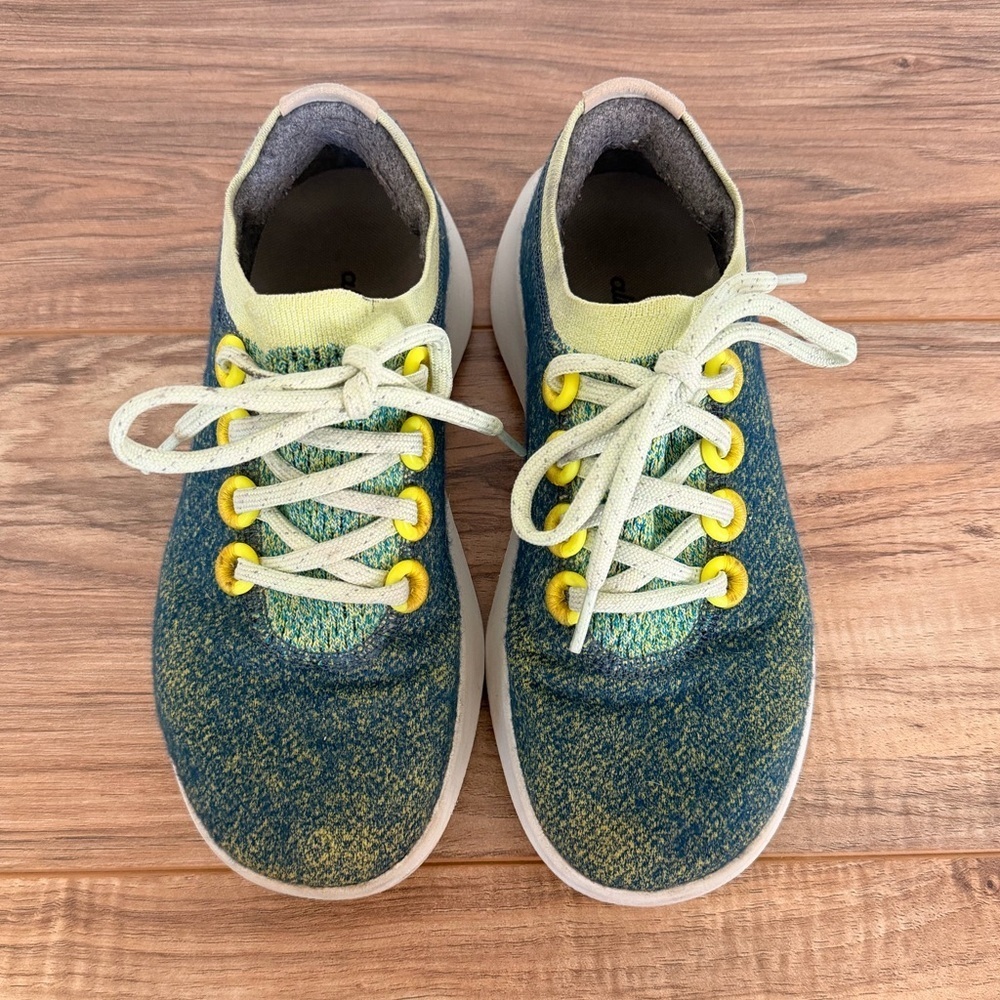 Allbirds Wool Dasher Mizzle Running Athletic Sneaker Green Yellow Size 7 - Picture 6 of 10